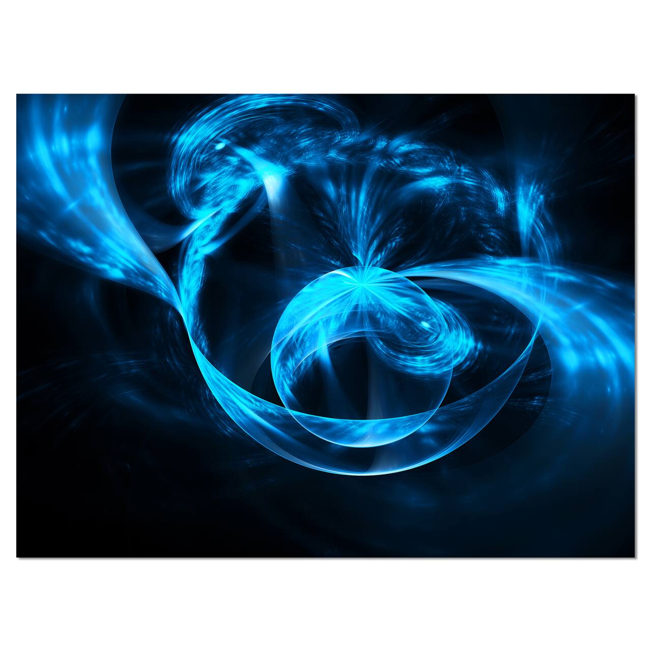 Designart - Fractal 3D Circled Blue Waves - Abstract Canvas Art Print